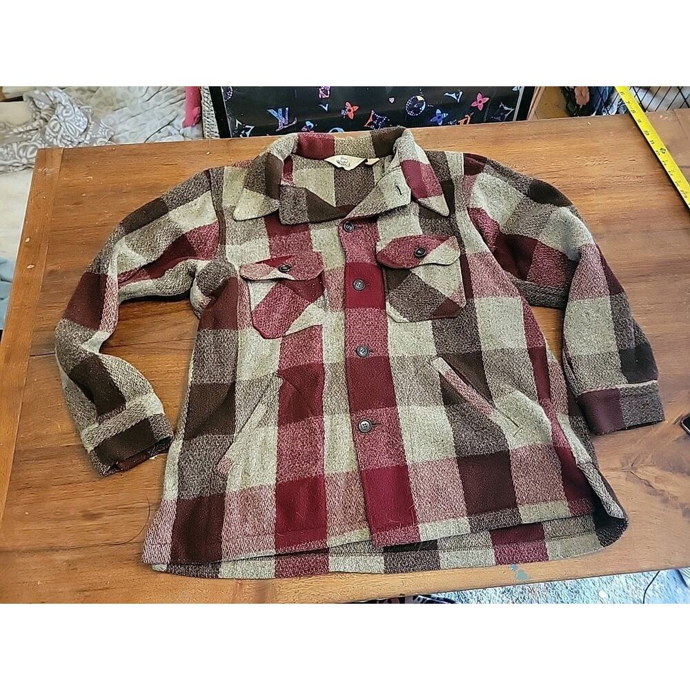 Vintage 80s Woolrich Heavy Wool Flannel Shirt Buttons Plaid Men’s XL